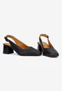 Pantofi dama negri din piele cu toc