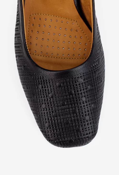 Pantofi dama negri din piele cu toc