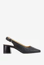 Pantofi dama negri din piele cu toc