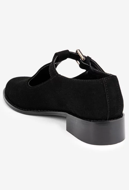 Pantofi dama negri din piele intoarsa