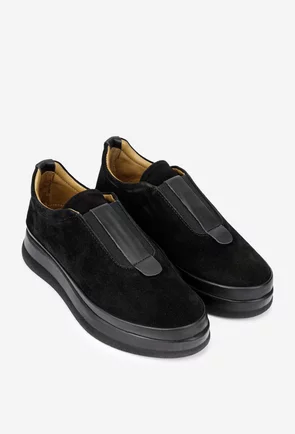 Pantofi dama negri din piele intoarsa