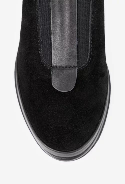 Pantofi dama negri din piele intoarsa