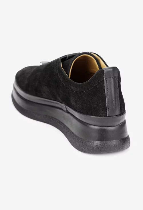 Pantofi dama negri din piele intoarsa