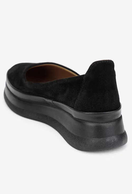 Pantofi dama negri din piele intoarsa