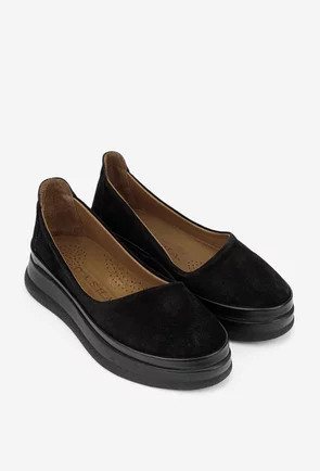 Pantofi dama negri din piele intoarsa