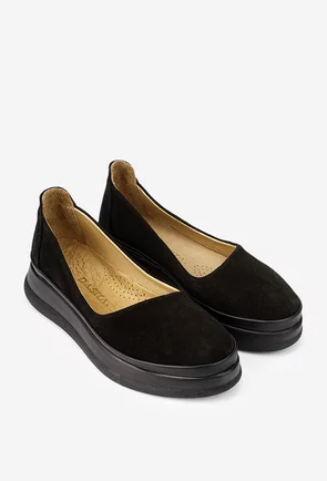 Pantofi dama negri din piele intoarsa