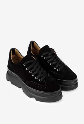 Pantofi dama negri din piele intoarsa