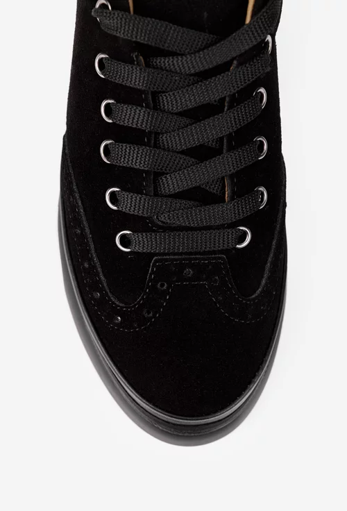 Pantofi dama negri din piele intoarsa