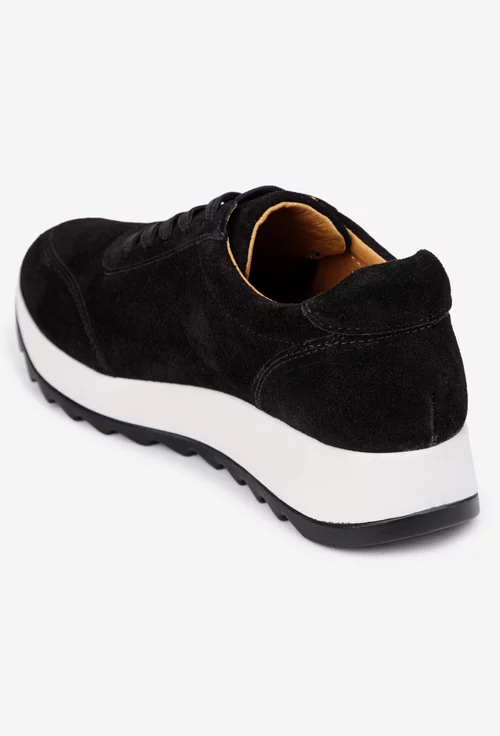 Pantofi dama negri din piele intoarsa