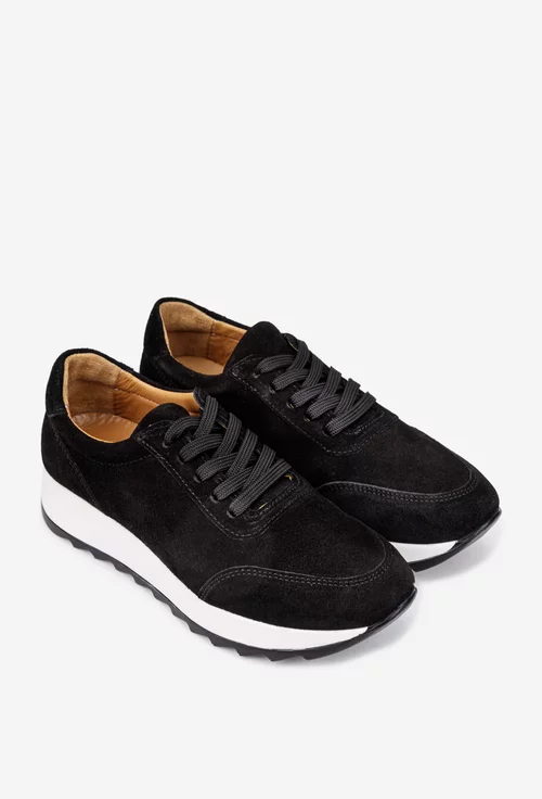 Pantofi dama negri din piele intoarsa