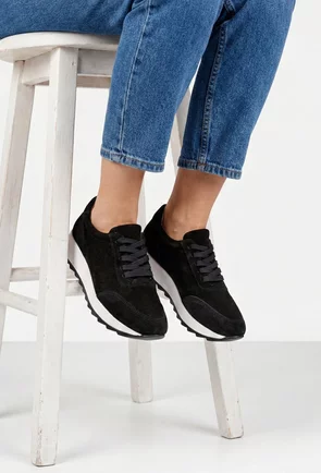 Pantofi dama negri din piele intoarsa