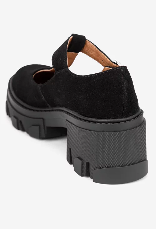 Pantofi dama negri din piele intoarsa