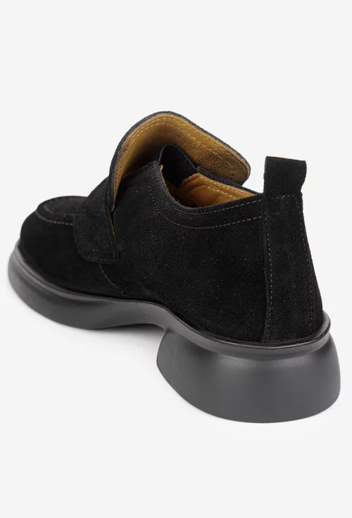 Pantofi dama negri din piele intoarsa