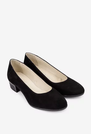 Pantofi dama negri din piele intoarsa