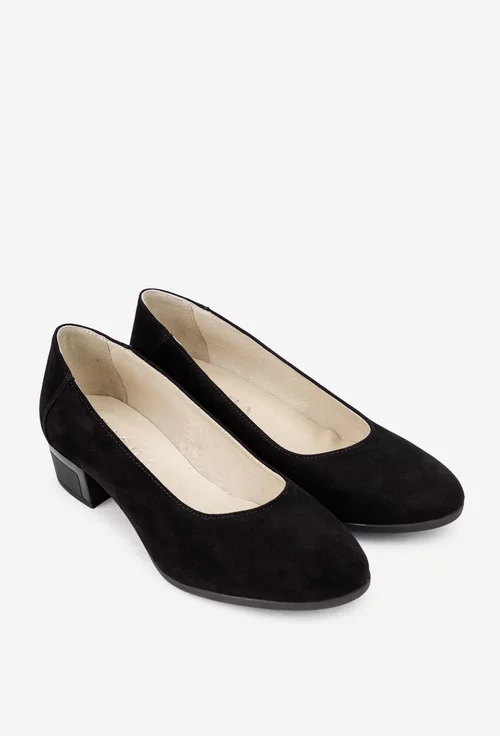 Pantofi dama negri din piele intoarsa