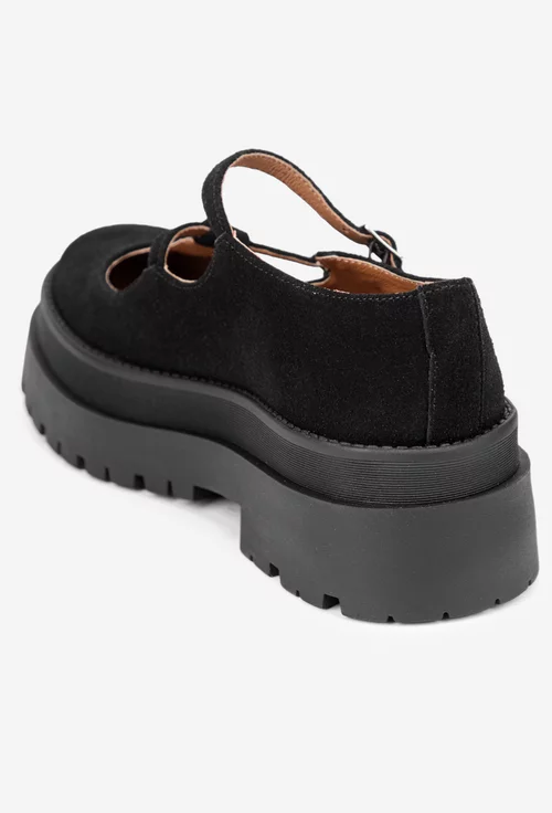 Pantofi dama negri din piele intoarsa