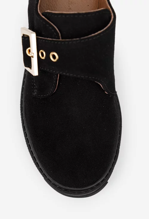 Pantofi dama negri din piele intoarsa