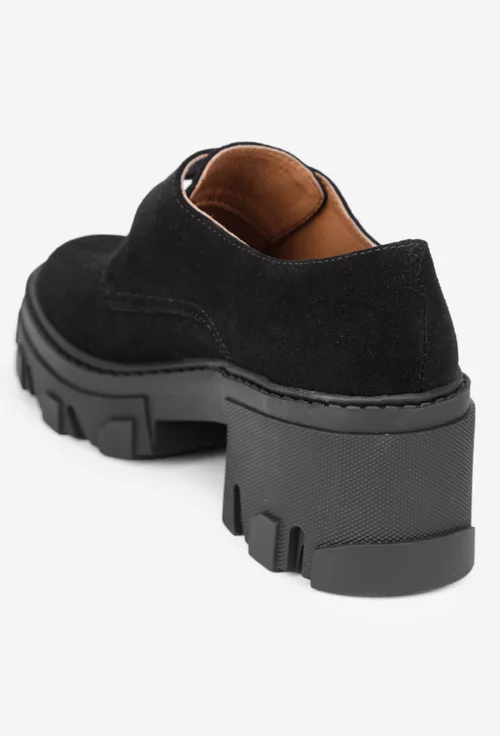 Pantofi dama negri din piele intoarsa