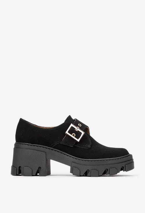 Pantofi dama negri din piele intoarsa