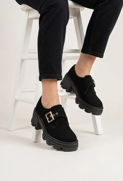 Pantofi dama negri din piele intoarsa picture - 2