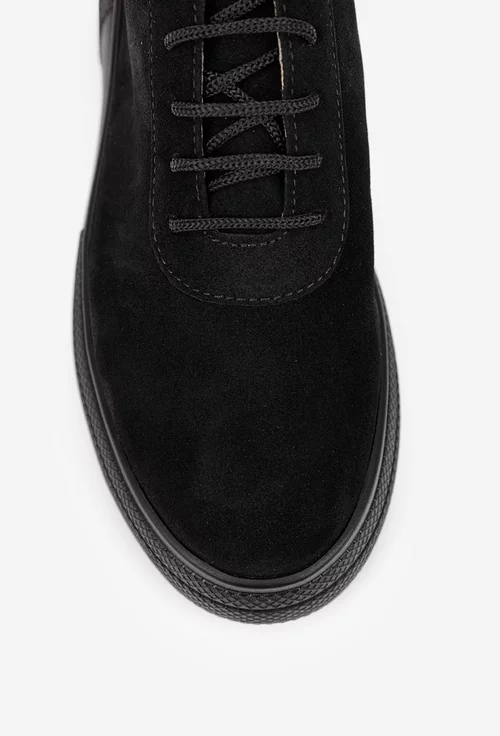 Pantofi dama negri din piele intoarsa