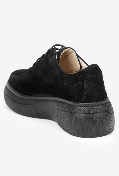 Pantofi dama negri din piele intoarsa