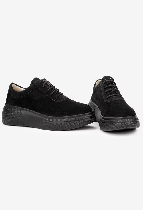 Pantofi dama negri din piele intoarsa