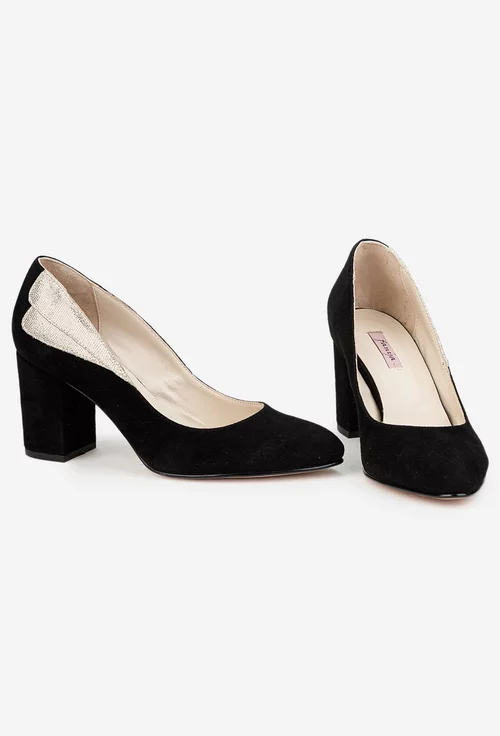 Pantofi dama negri din piele intoarsa