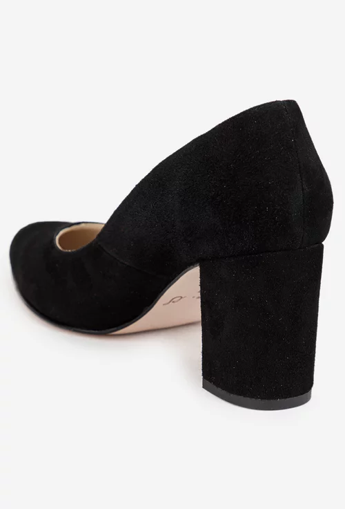 Pantofi dama negri din piele intoarsa