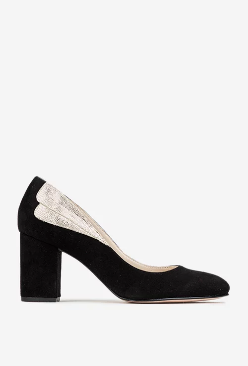Pantofi dama negri din piele intoarsa