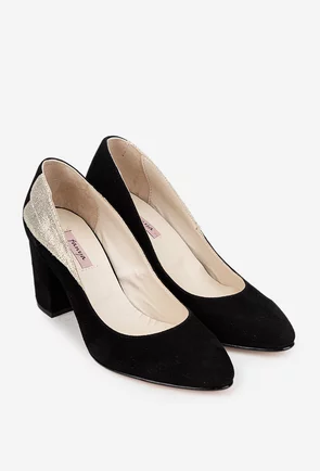 Pantofi dama negri din piele intoarsa