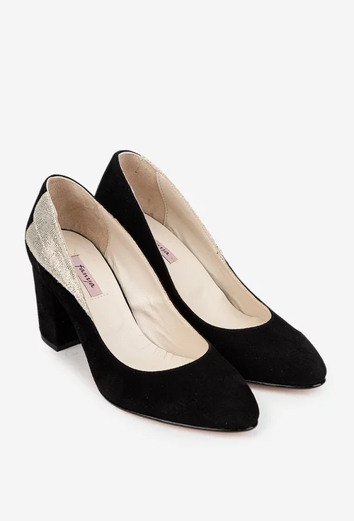 Pantofi dama negri din piele intoarsa