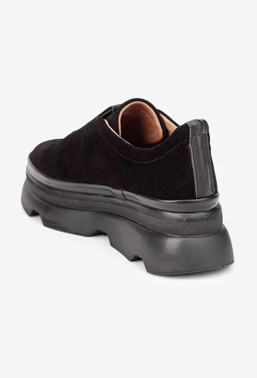 Pantofi dama negri din piele intoarsa cu elastic