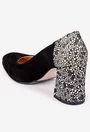 Pantofi dama negri din piele intoarsa cu model deosebit