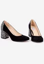 Pantofi dama negri din piele intoarsa cu model deosebit