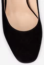 Pantofi dama negri din piele intoarsa cu model deosebit