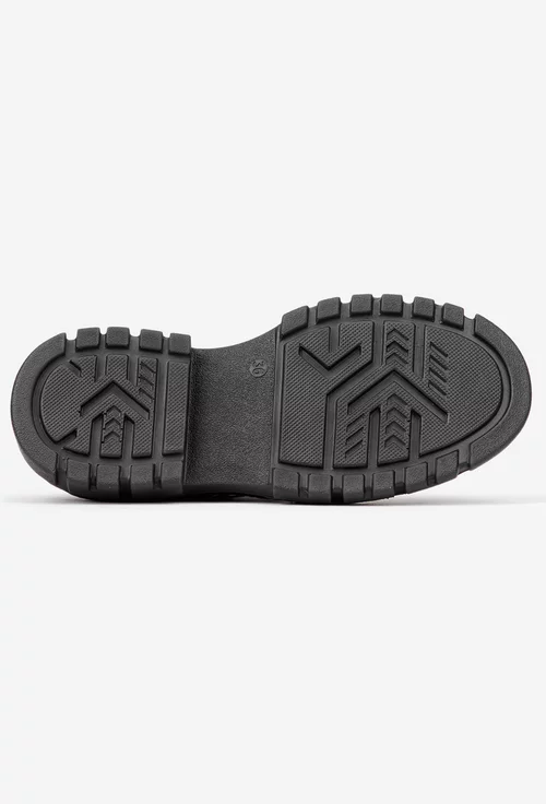 Pantofi dama negri din piele intoarsa cu siret