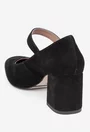 Pantofi dama negri din piele intoarsa cu toc