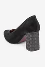 Pantofi dama negri din piele intoarsa cu toc deosebit