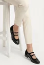 Pantofi dama negri din piele intoarsa si box cu barete