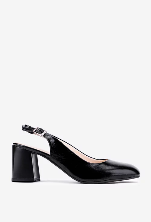 Pantofi dama negri din piele lacuita