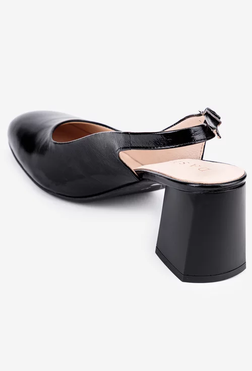 Pantofi dama negri din piele lacuita