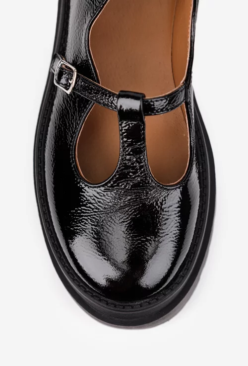 Pantofi dama negri din piele lacuita