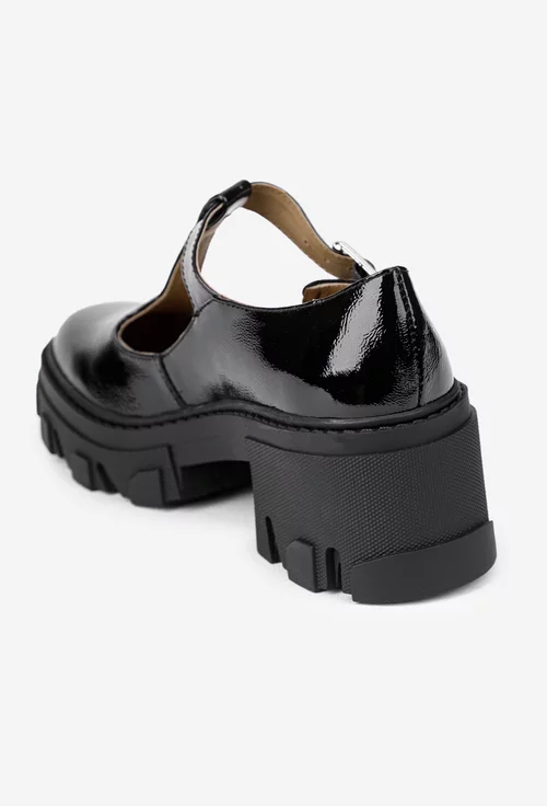 Pantofi dama negri din piele lacuita