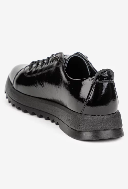 Pantofi dama negri din piele lacuita