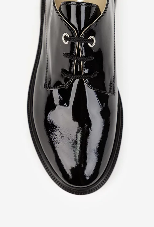 Pantofi dama negri din piele lacuita