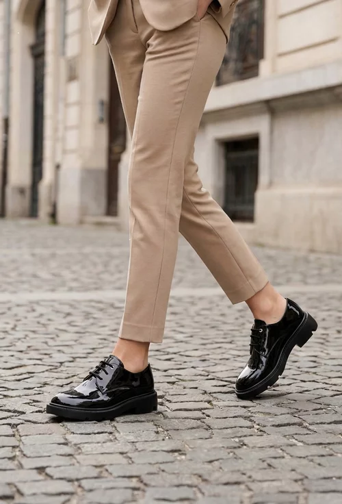 Pantofi dama negri din piele lacuita
