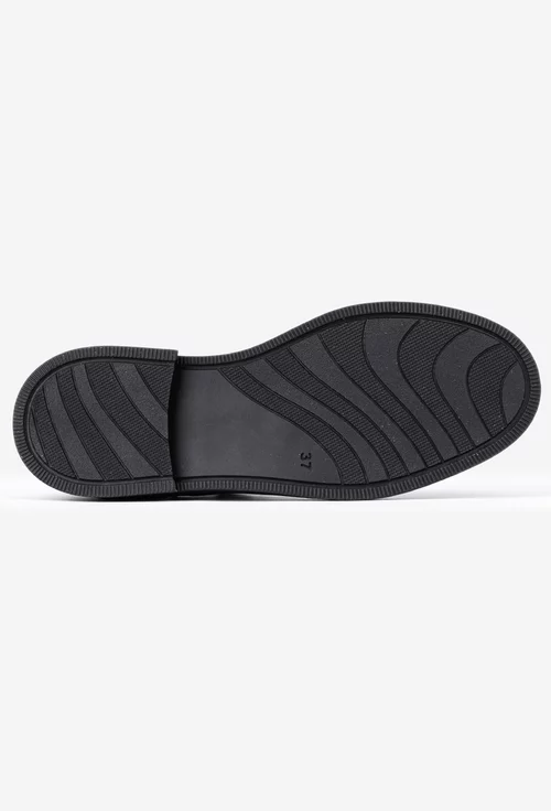 Pantofi dama negri din piele lacuita cu bareta