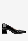 Pantofi dama negri din piele lacuita cu toc
