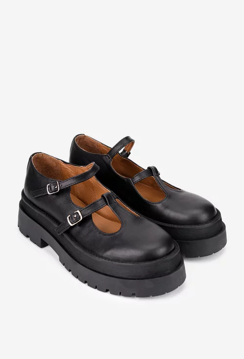 Pantofi dama negri din piele naturala